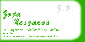 zoja meszaros business card
